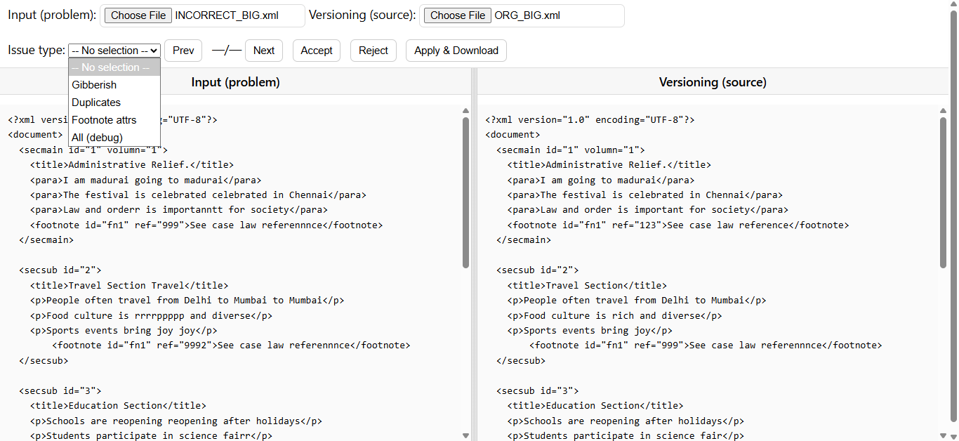 Automated XML Proofing Tool